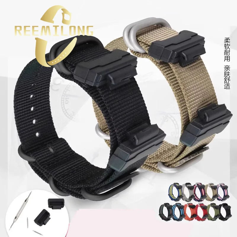 Нейлоновый холщовый ремешок для часов CASIO DW5600 DW5610 GW-B5600 черный оранжевый хаки