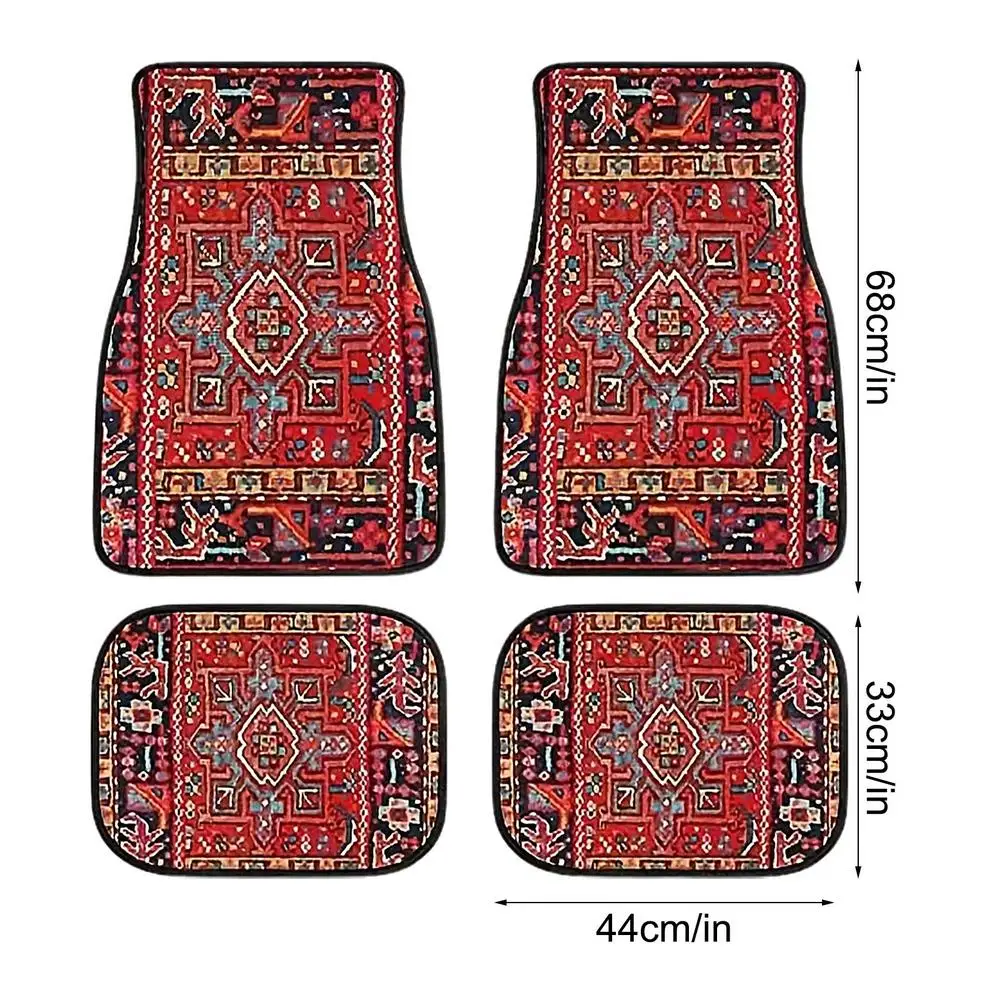 

Автомобильные коврики для ног, универсальные автомобильные коврики в богемном стиле, ковер из 4 предметов, грязеотталкивающие передние и задние коврики, комплект автомобильных аксессуаров