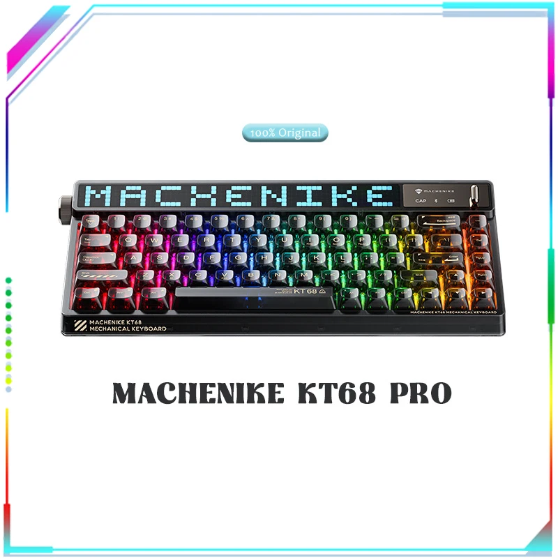 Machenike Kt68 Pro 68 клавиш механическая клавиатура с экраном горячей замены Регулируемая клавиатура разноцветная трехрежимная беспроводная клавиатура аксессуар для ПК