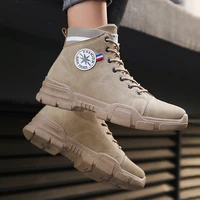 mens autumn desert hiking high quality leather boots mens motorcycle casual lace up ankle boots 2022 new work shoes men