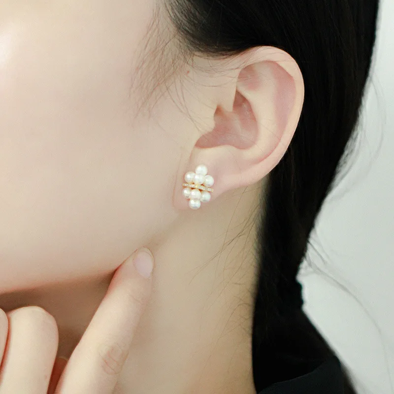 Boucles d'oreilles en perles d'eau douce 925 argent doré et diamant brillant pour femmes, bijoux de luxe, de haute qualité, à la mode, cadeau, nouveauté, 2023