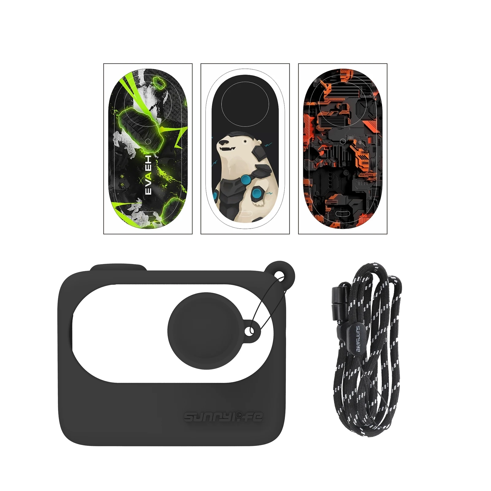 

PULUZ For Insta360 GO 3 Silicone Case Stickers Skin Wrap Lens Cover with Neck Strap