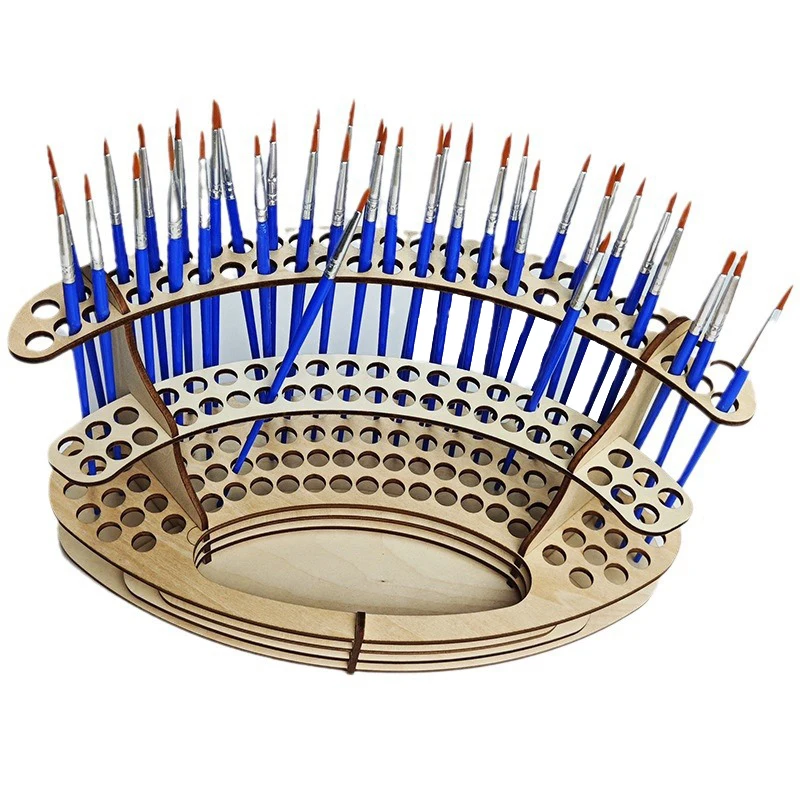 Деревянный Держатель Для Кистей С Отверстиями Настольный Органайзер И Моркови