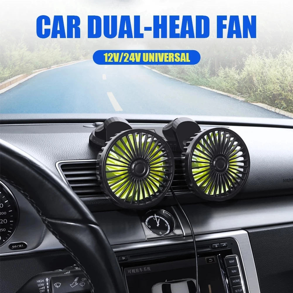 

Car USB Dual-Head Fan Tuyere Creative Car Interior Car Supplies 360 Degrees-Round Car Cooling Summer 12V/24V