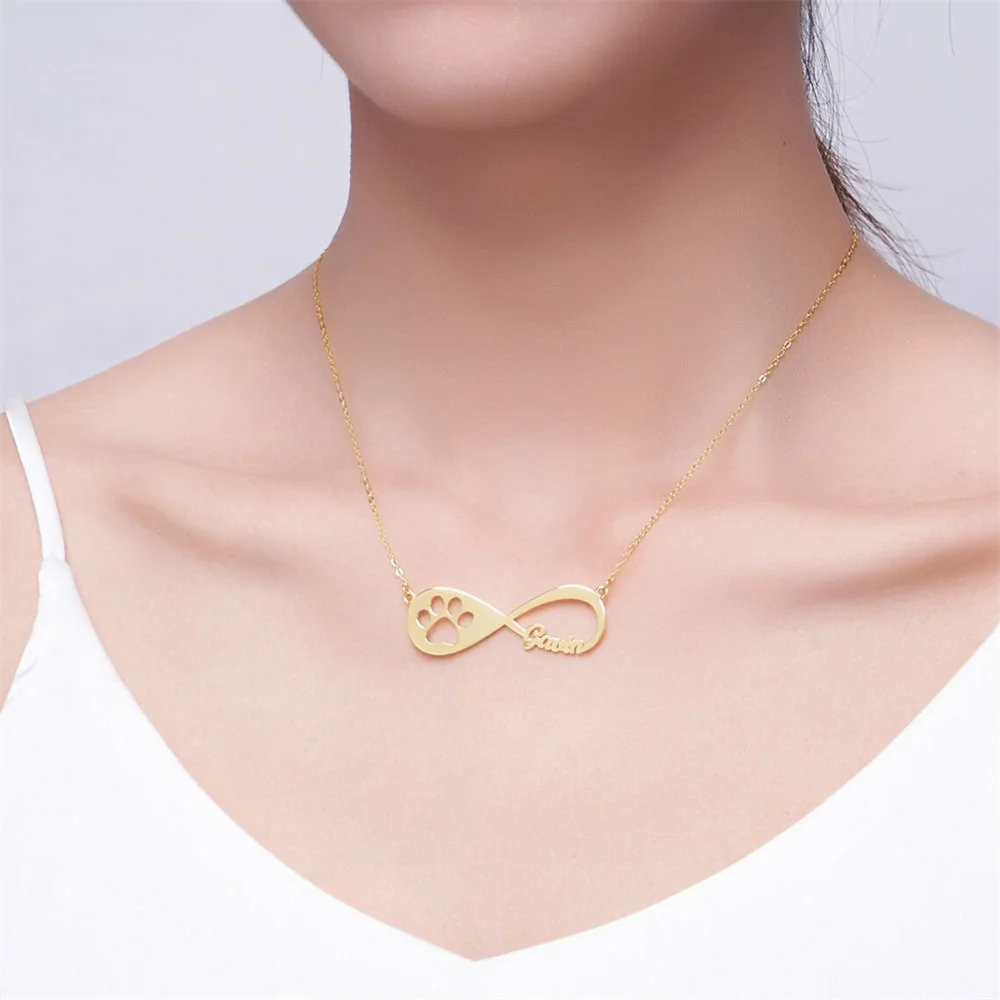 

Индивидуальное ожерелье с бесконечным именем для женщин и мужчин, персонализированное ожерелье из нержавеющей стали с собачьей лапой, ювел...