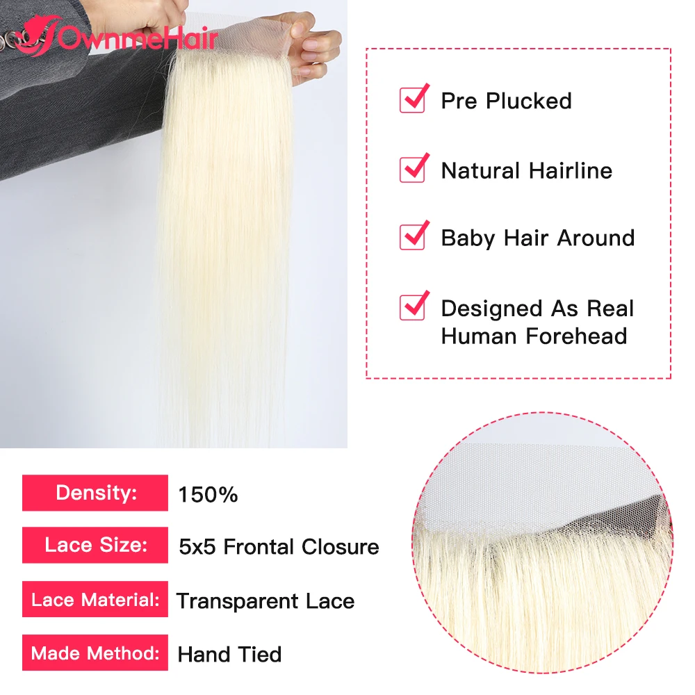 4x4 Lace Closure 613 Blonde Straight Hair Closure Human Hair Brazilian Hair Body Wave 5x5 Lace Closure Remy Hair Pre Plucked