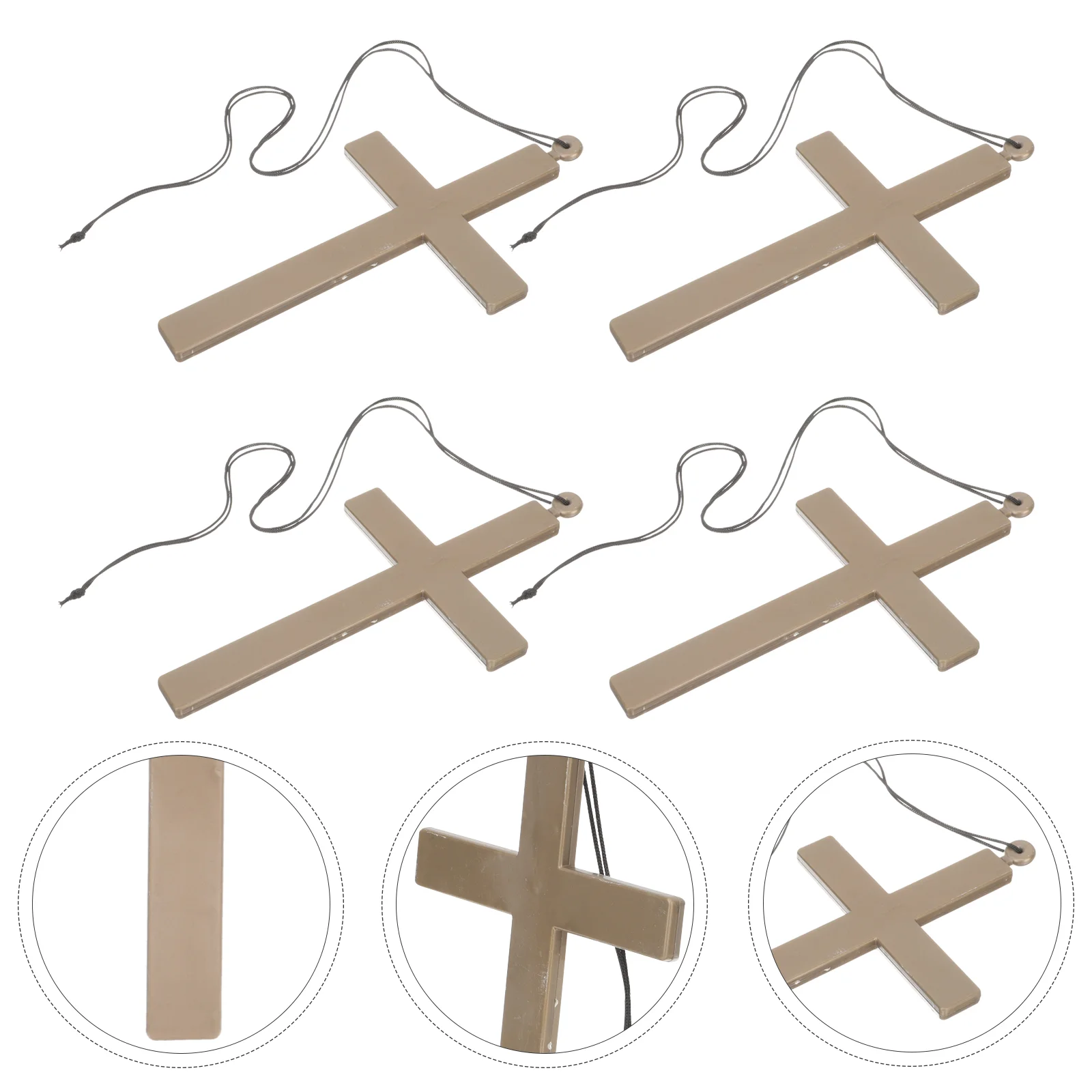 

4 Pcs Decorate Halloween Cross Wooden Crosses Kill Bill Costume Plastic Necklace