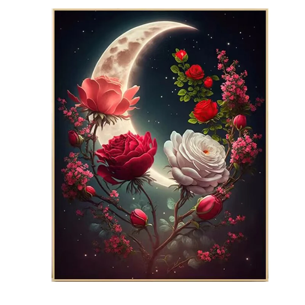 

5D Diamond Painting "Moon Rose Flower" Diamond Embroidery Full Square/Round Scenery Pattern Cross Stitch Mosaic Home Decor gifts