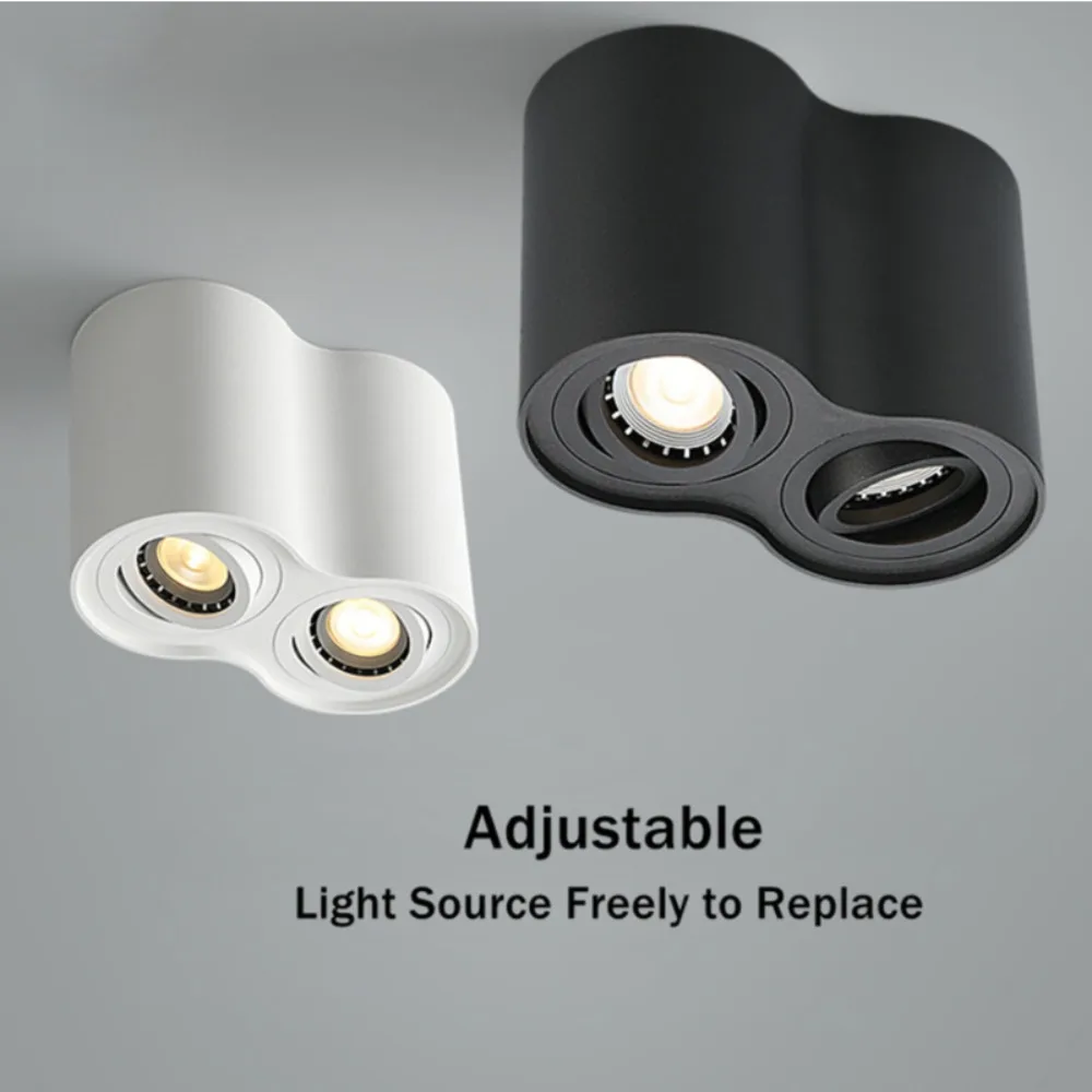 

Surface Mounted Downlight 10W Double Head 220V GU10 Round LED COB Spot Light Ceiling Lamp Indoor Lighting for Home Decoration