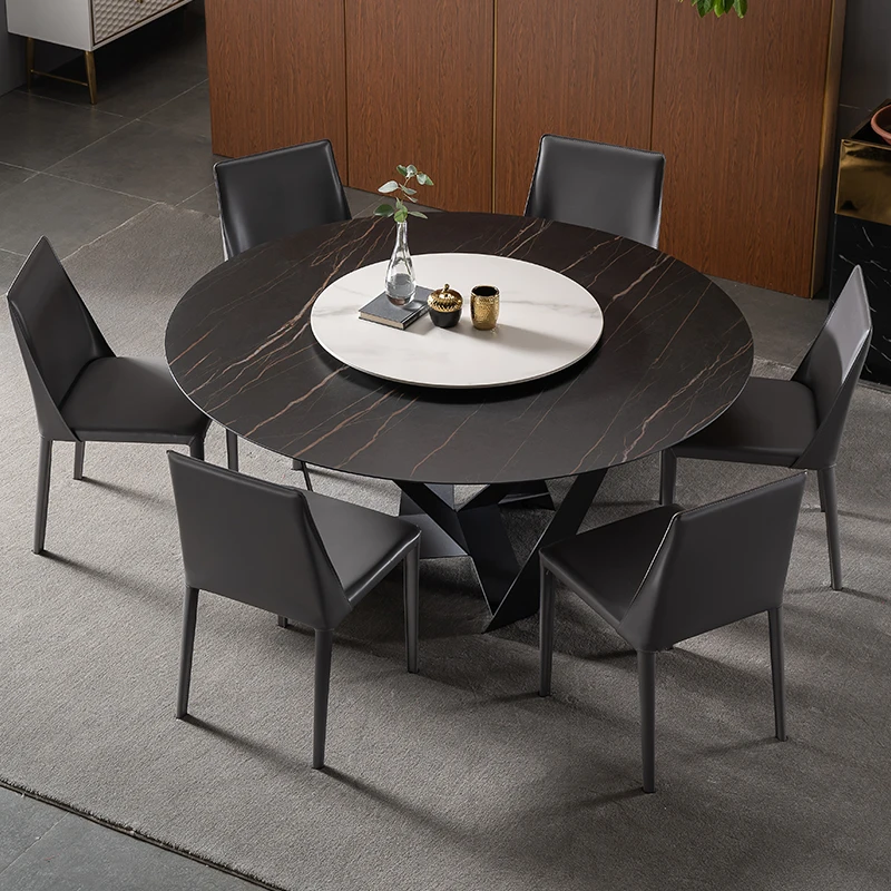 

Italian very simple rock plate round table domestic rock plate table with rotary table