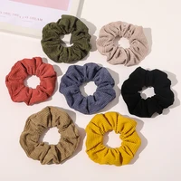 2022 spring new women warm corduroy pony tails holder solid soft vintage hair gums striped fabric rubber bands hair scrunchies