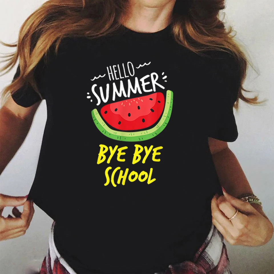 Футболка женская с графическим принтом Hello Bye Summer |