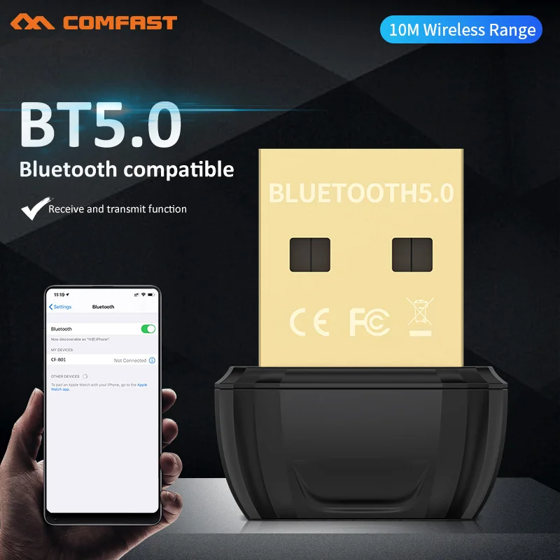 Mini Wireless USB Bluetooth Adapter BT 5.0 Dongle Music Audio Receiver Transmitter for PC Speaker Mouse Laptop Gamepad Printer