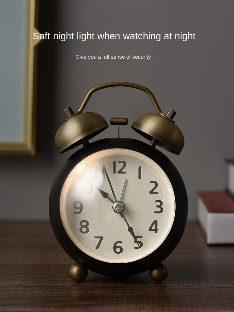 

Новое поступление, винтажные маленькие часы-будильник для спальни, детские настольные часы с маленьким маятником, Старомодные Часы со звук...