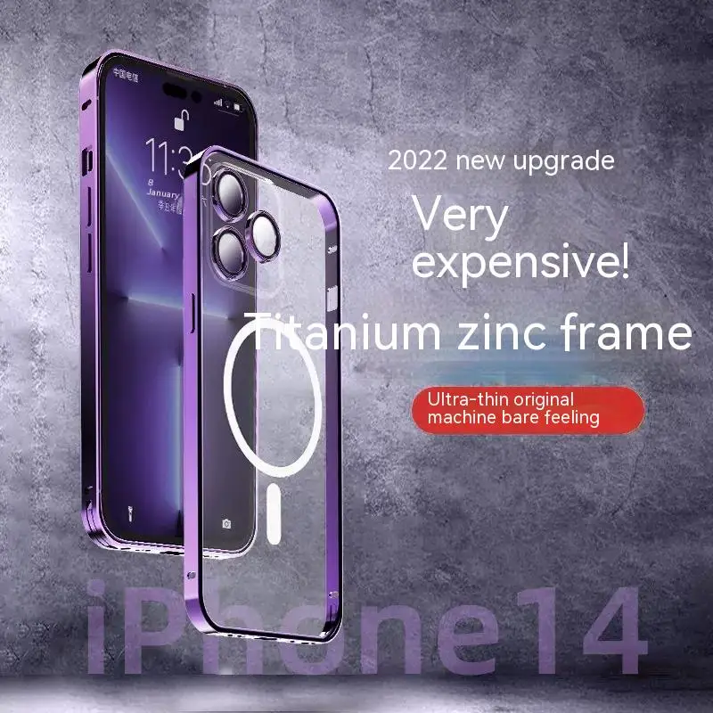 Metal Magnetic Phone Case For iPhone 14 12 13 11 Pro Max For Magsafe iPhone 14 Pro Max  Aluminium alloy Wireless Charging Cover