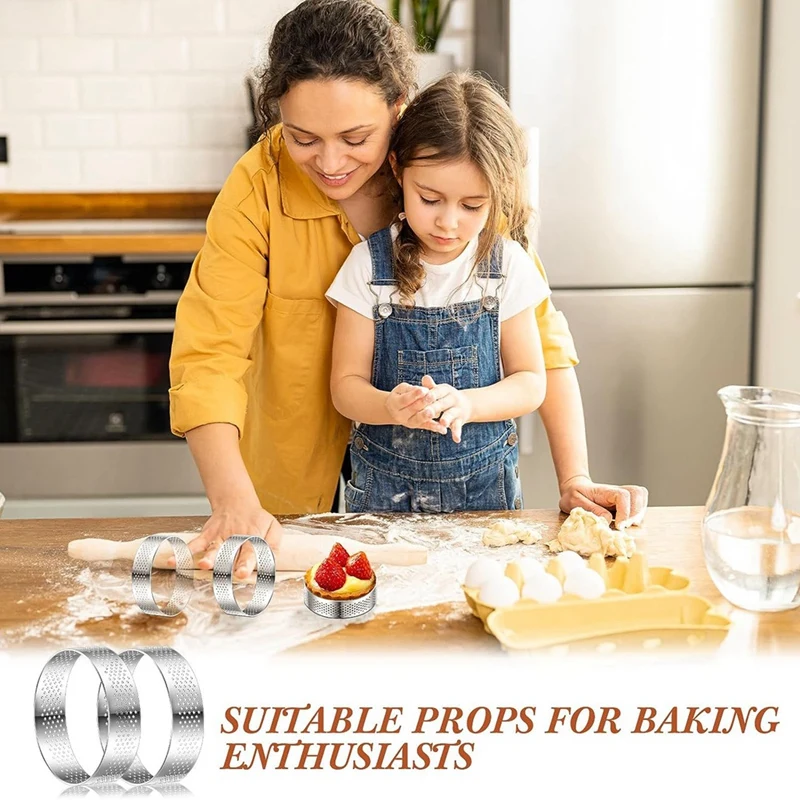 20 шт. 3-дюймовые перфорированные кольца для пирогов круглые из нержавеющей стали