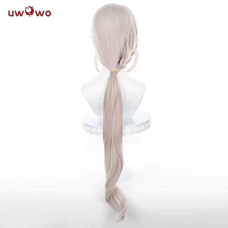 Косплей-парик UWOWO Genshin Impact Lynette серебристо-серый длинные волосы 95 см