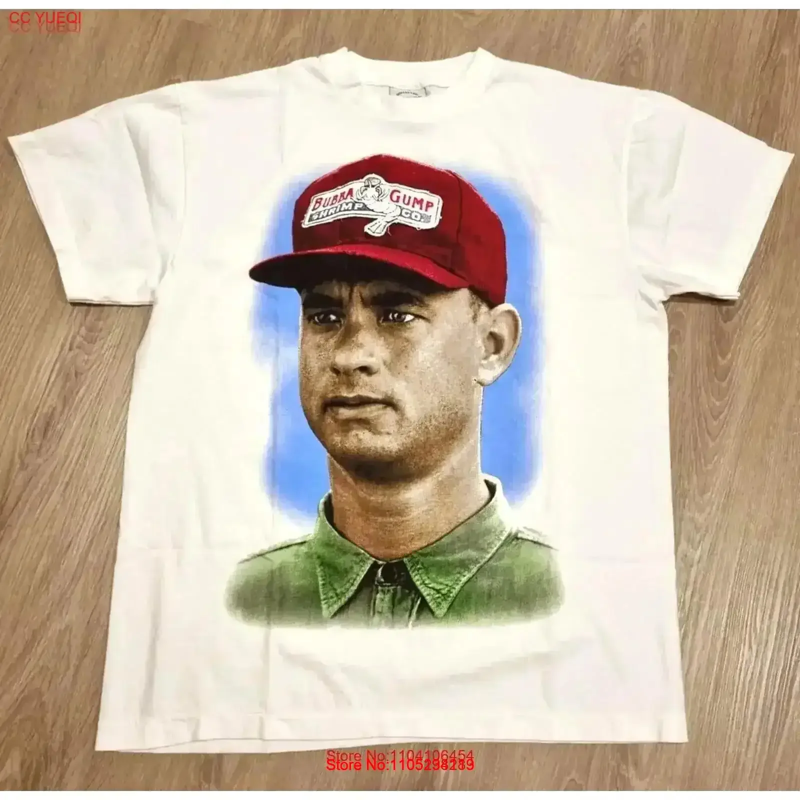 Фото Винтажная футболка Forrest Gump L Movie Reprint Tom Hanks Bubba Shrimps TV Show Film Washed homme fashion Мягкая винтажная стираная футболка №1