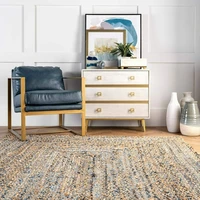 jute rug denim natural jute braided style rug reversible modern rustic look carpets for bed room large bedroom decor