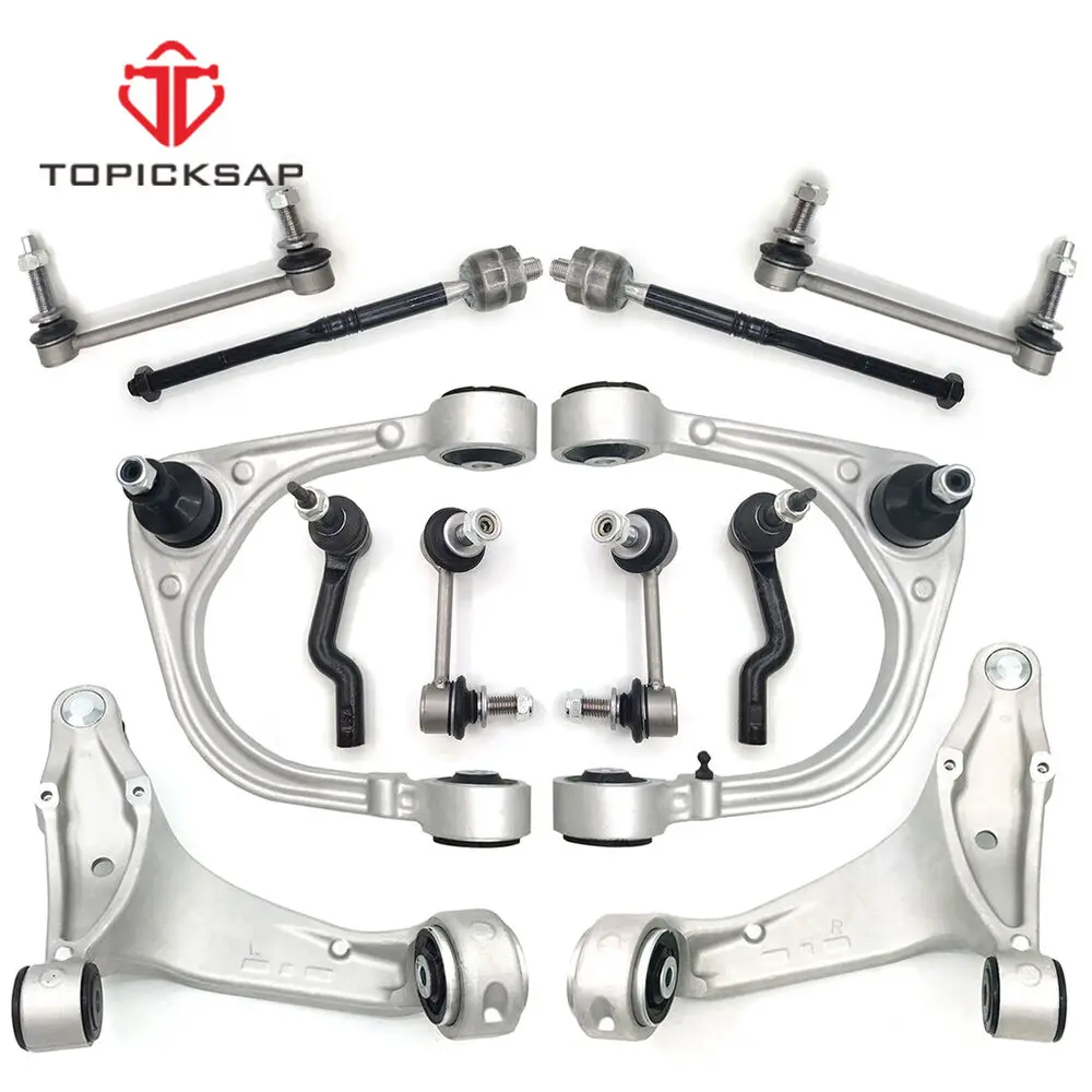 

TOPICKSAP 12pcs Suspension Kit Front Upper Lower Control Arm Tie Rod Ends Sway Bar Links Set for Cadillac CTS 2008 - 2013 2014