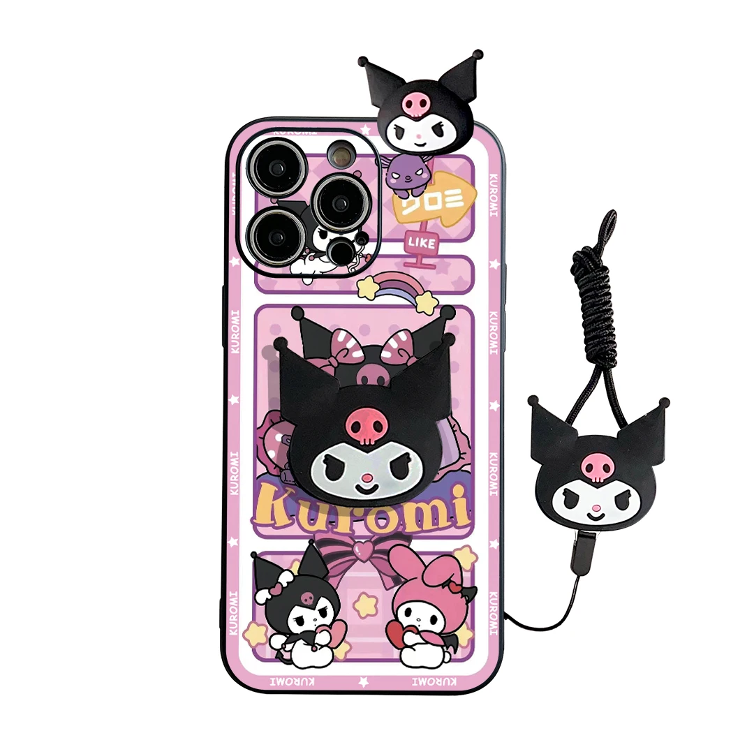 Чехол для телефона Xiaomi Poco X6 X5 X4 X3 X2 M5S M5 M4 Pro NFC GT с рисунком Sanrio Kuromi и держателем