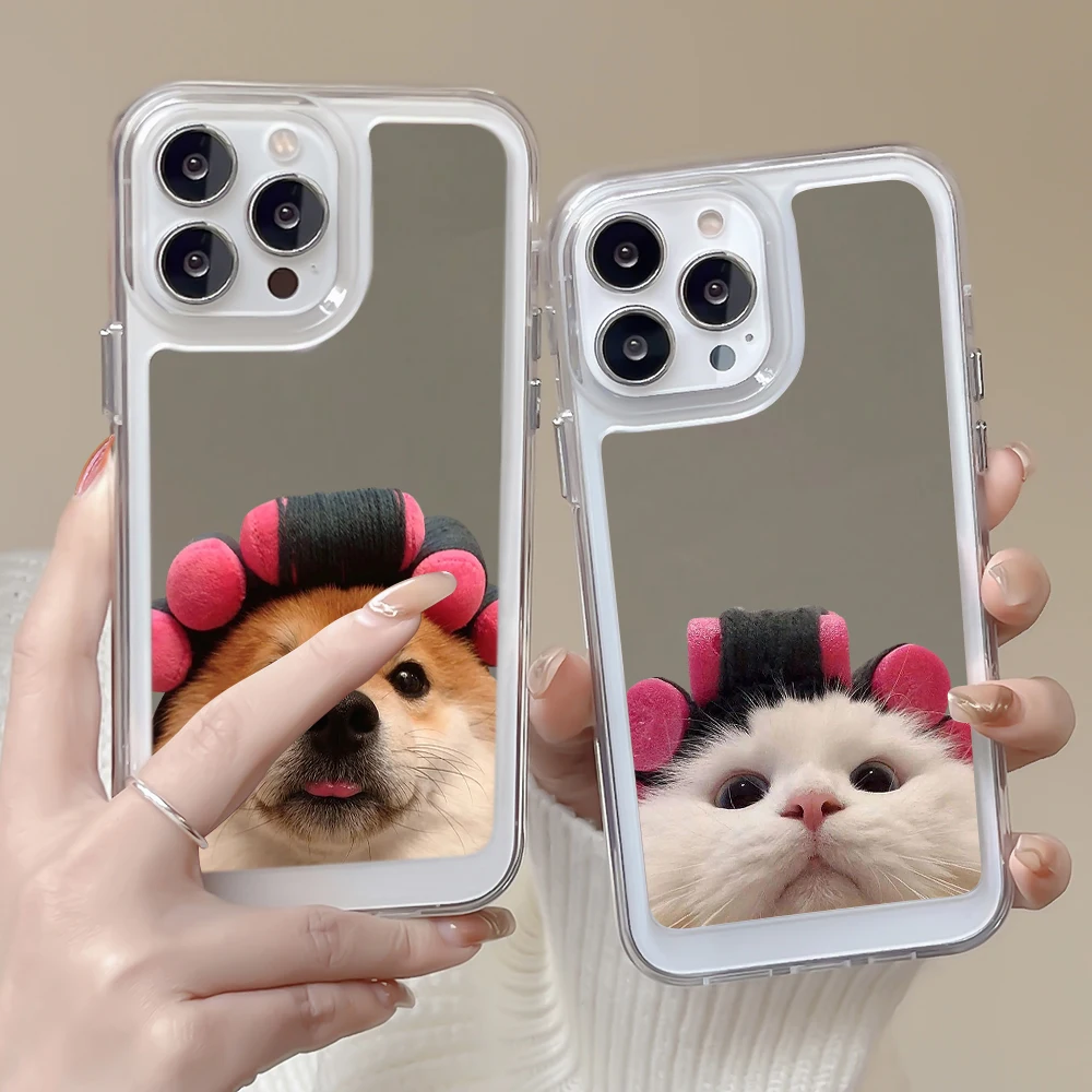 

Funny Dog Case for IPhone 14ProMax 14Plus 13Pro 12Pro 11 Pro Max Soft Transparent Cover for IPhone 14 13 12 11 Mirror Capas