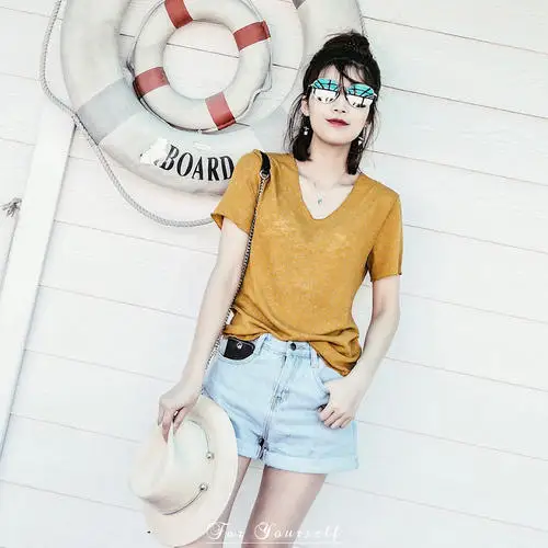 

Summer 2020 short sleeve mint t shirt Women Top Garment