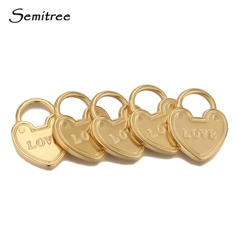 5pcs Stainless Steel Heart Lock Love Charms Pendants for Women Necklace DIY Jewelry Making Findings Supplies Accessories