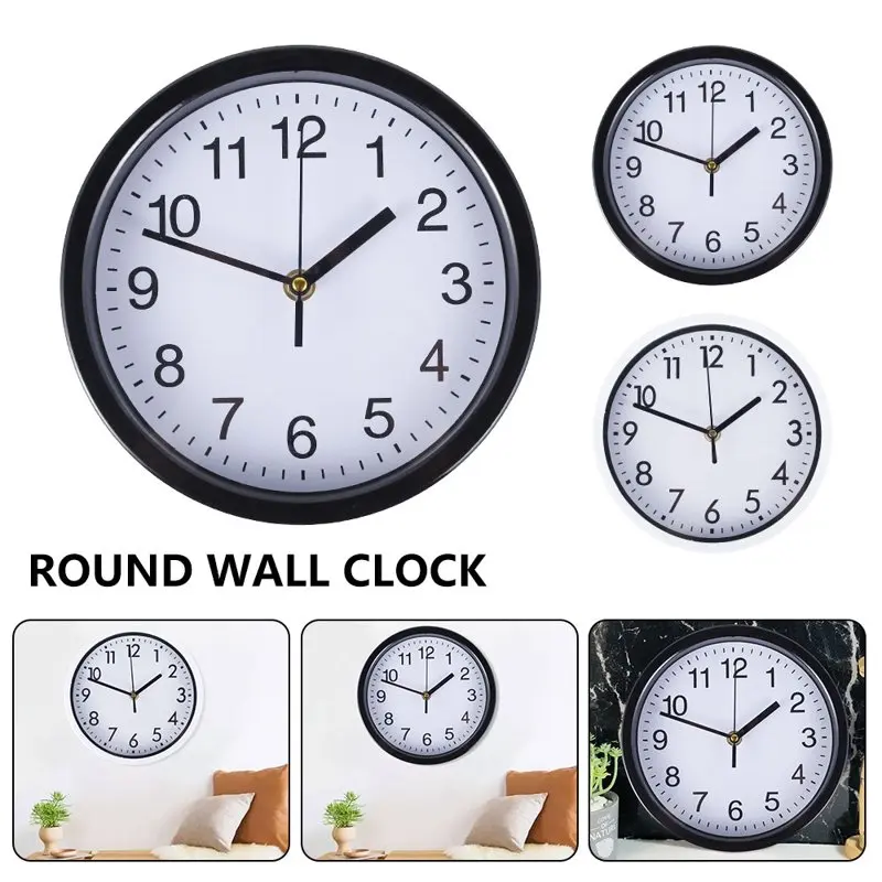 

Modern Wall Clock, 8 Inch Large Round Silent Non-Ticking Wall Clock, Big Numbers Quartz Wall Clock for Office School Home Living