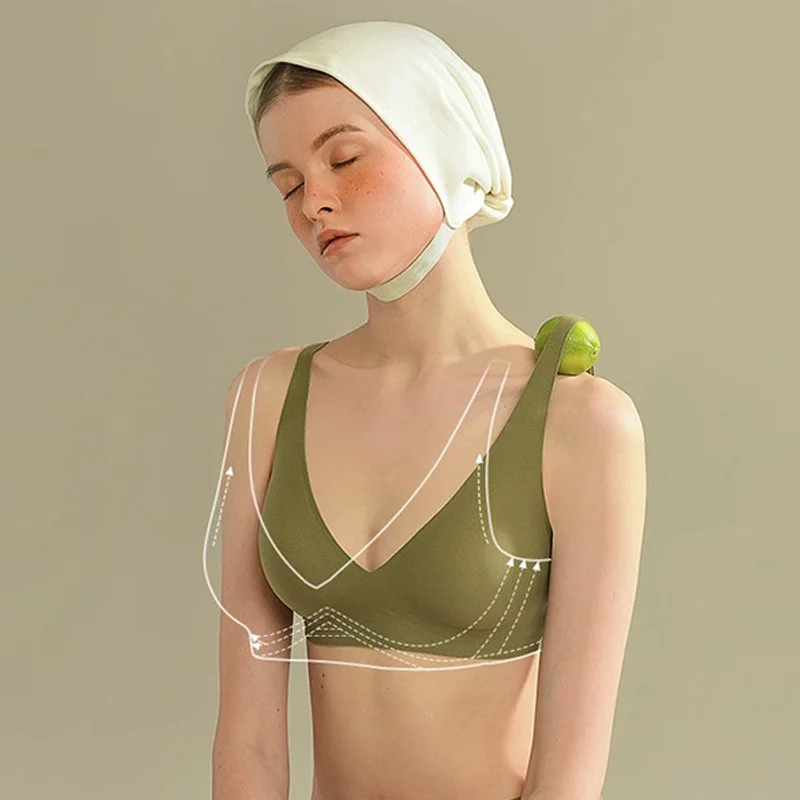 

Seamless Invisible Bra For Women Wireless Gathered Comfort V Brassiere Push Up Removable Pads Female Lingerie Bralette Underwear