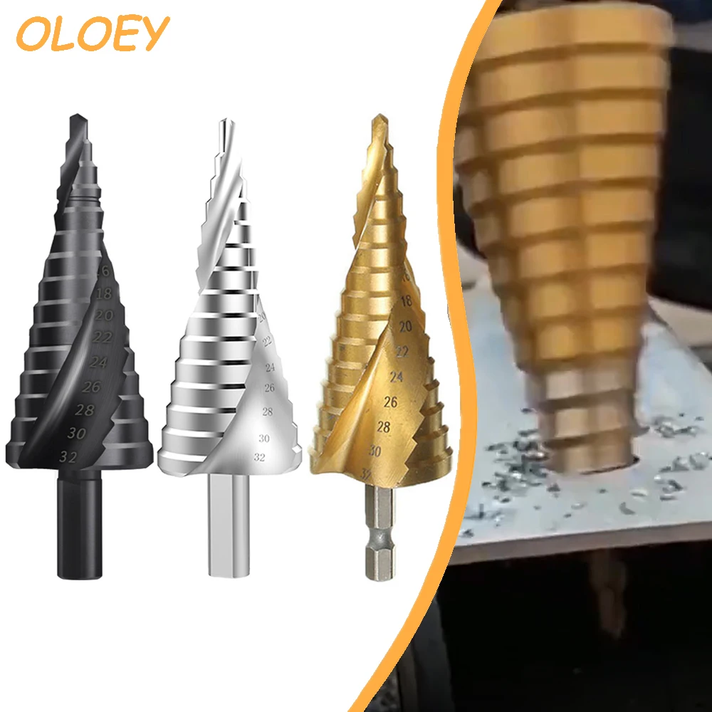 

HSS Straight Groove Step Drill Bit 4-12 4-20 4-32mm Drill Bit Set Carbide Mini Drill Accessories Titanium Cone Drills fFor Metal