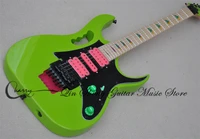 hot sale electric guitar green guitartremolo bridge hsh pink pickupsblack buttonsmaple fingerboard shell inlay