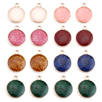 10pcs shiny glitter round enamel metal charms for bracelets necklaces earring jewelry making supplies diy keychain accessories