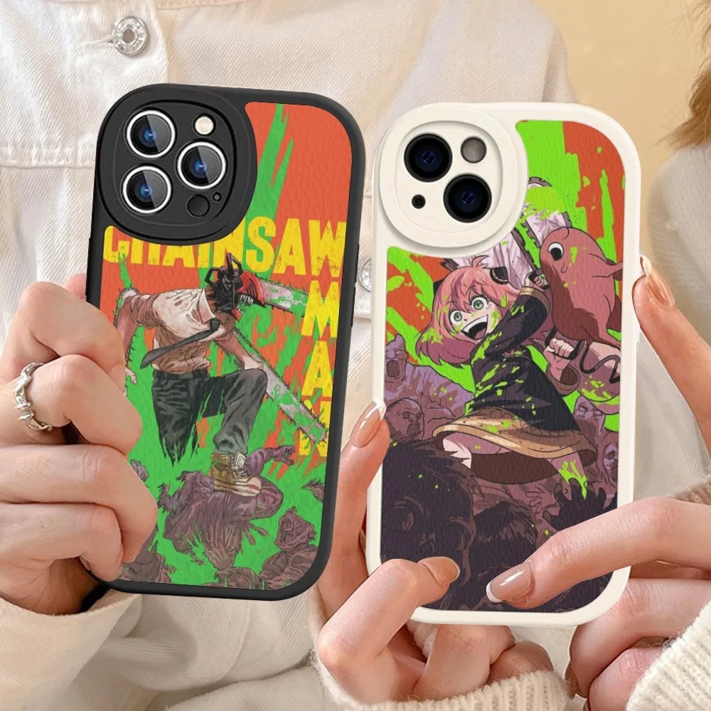 

Anime Chainsaw Man Phone Case Hard Leather For IPhone 14 13 12 Mini 11 14 Pro Max Xs X Xr 7 8 Plus Fundas