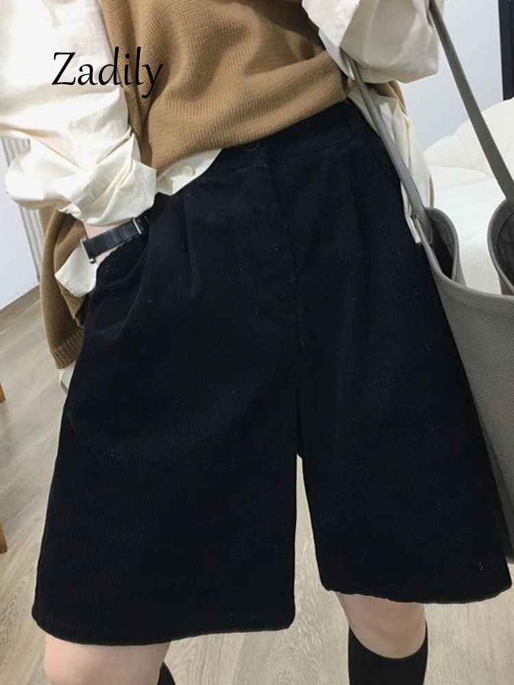 Женские вельветовые шорты с завышенной талией