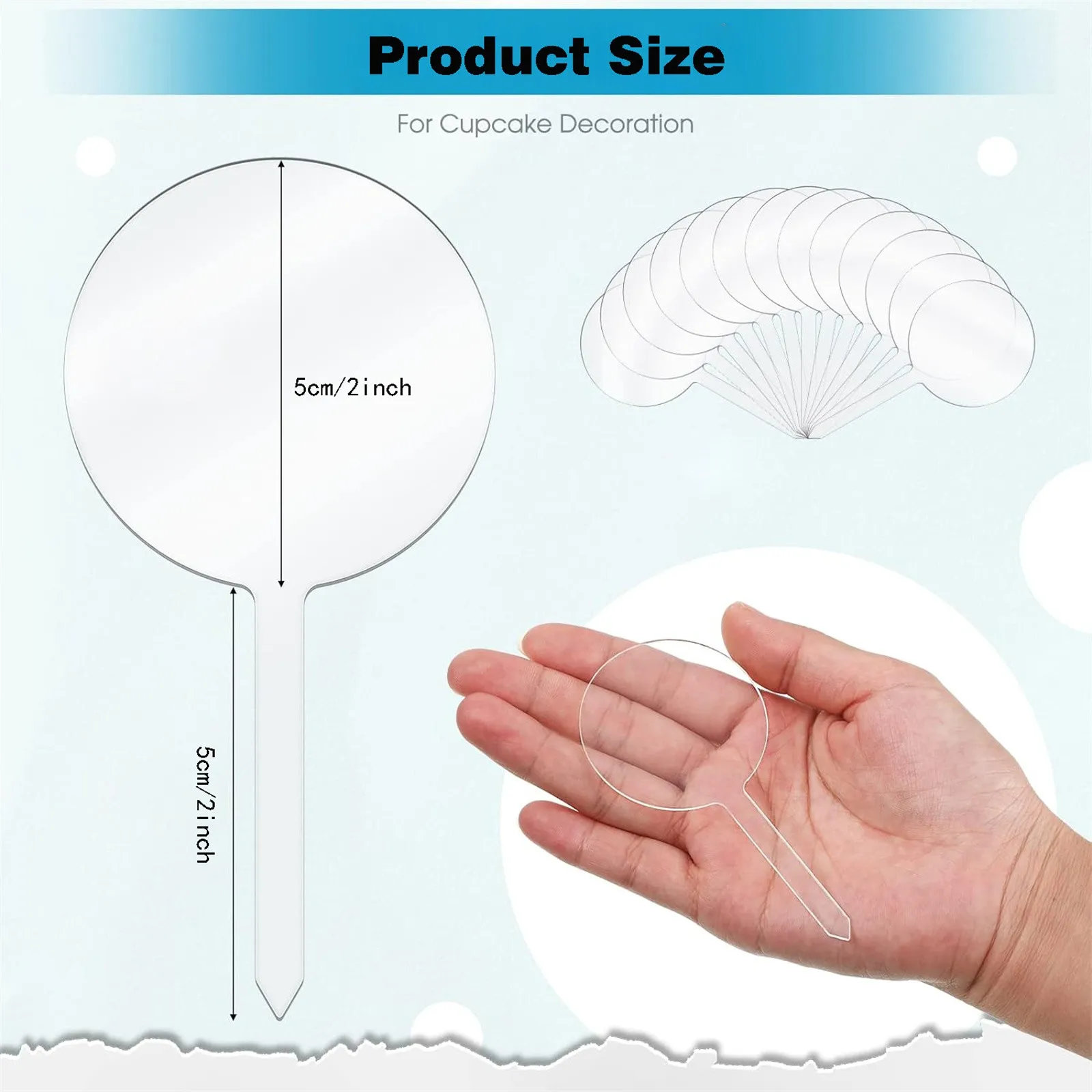 Пустой акриловый топ для кексов сделай сам круглый выбор палочки украшения дня