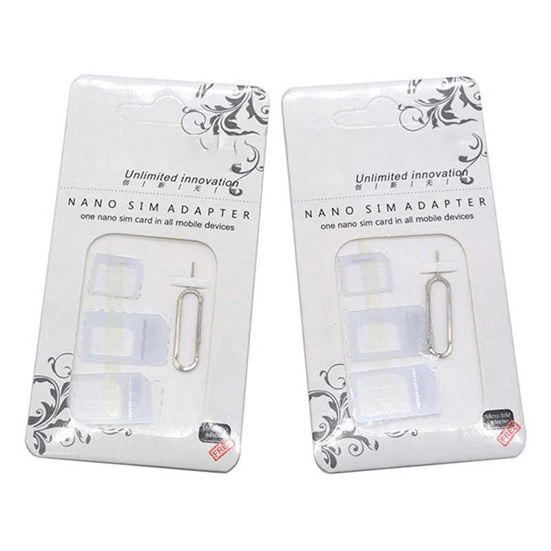 

2 Set 4 In 1 Convert Nano SIM Card To Micro Standard Adapter Converter Set