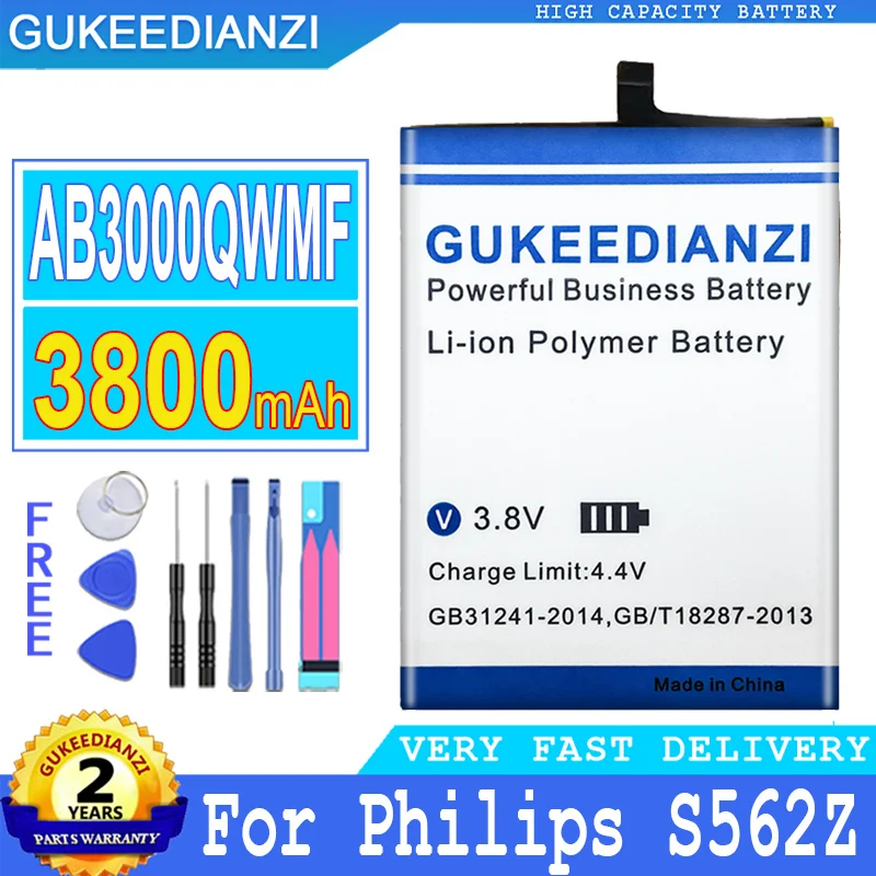 

Bateria 3800mAh High Capacity Battery AB3000QWMF For Philips S562Z Mobile Phone High Quality Battery