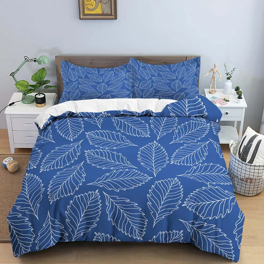 

Flower Leaves Duvet Cover Set Fashion Pattern Print Polyester Comforter Covers with Pillow Case King Queen Twin Size Bedding Set