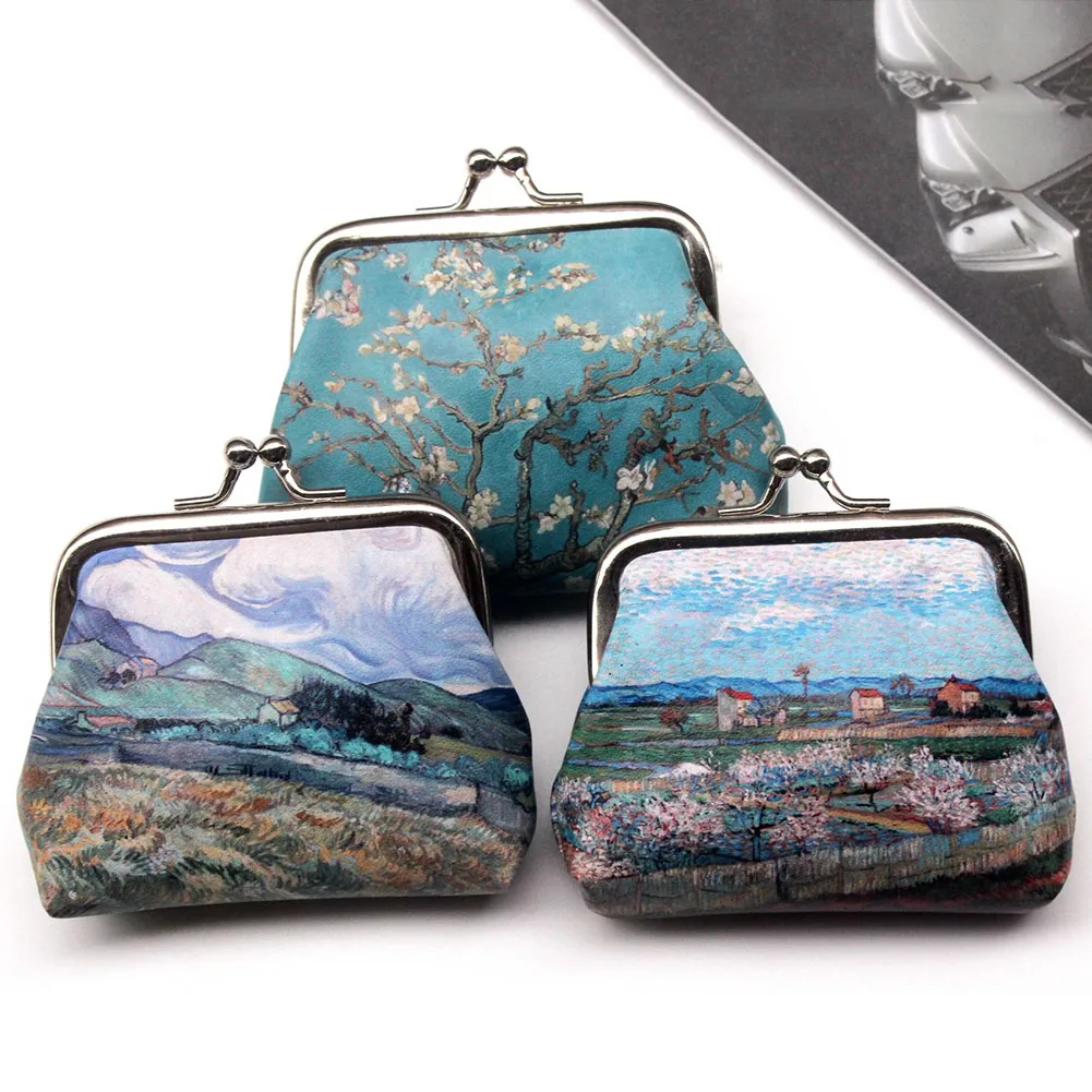 Vintage Women Printing Coin Purses Girl  Wallet Ladies Clutch Change Purse Female Mini Money Bag PU Leather Wallet