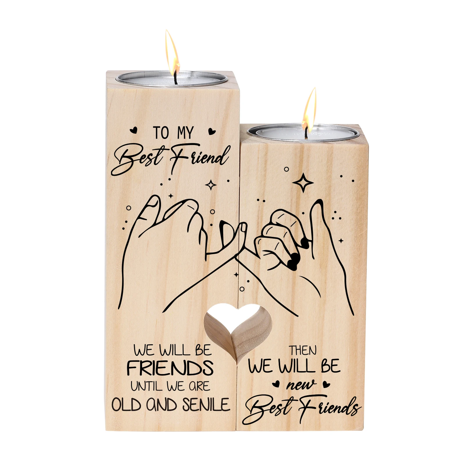 To Best Friend Sister Heart-shaped Gift Craft Wooden Custom Holders For Best Friend Sister Gift Home