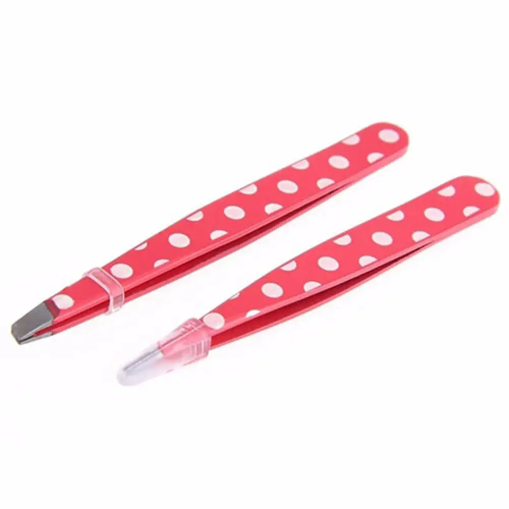 

Tweezers Stainless Steel 2Pcs Pro Polka Dot Hair Removal Eyebrow Makeup Tool