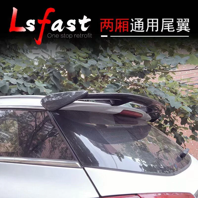 

For Toyota Sienta 2015 Spoiler ABS Plastic Carbon Fiber Look Hatchback Roof Rear Wing Body Kit Accessories