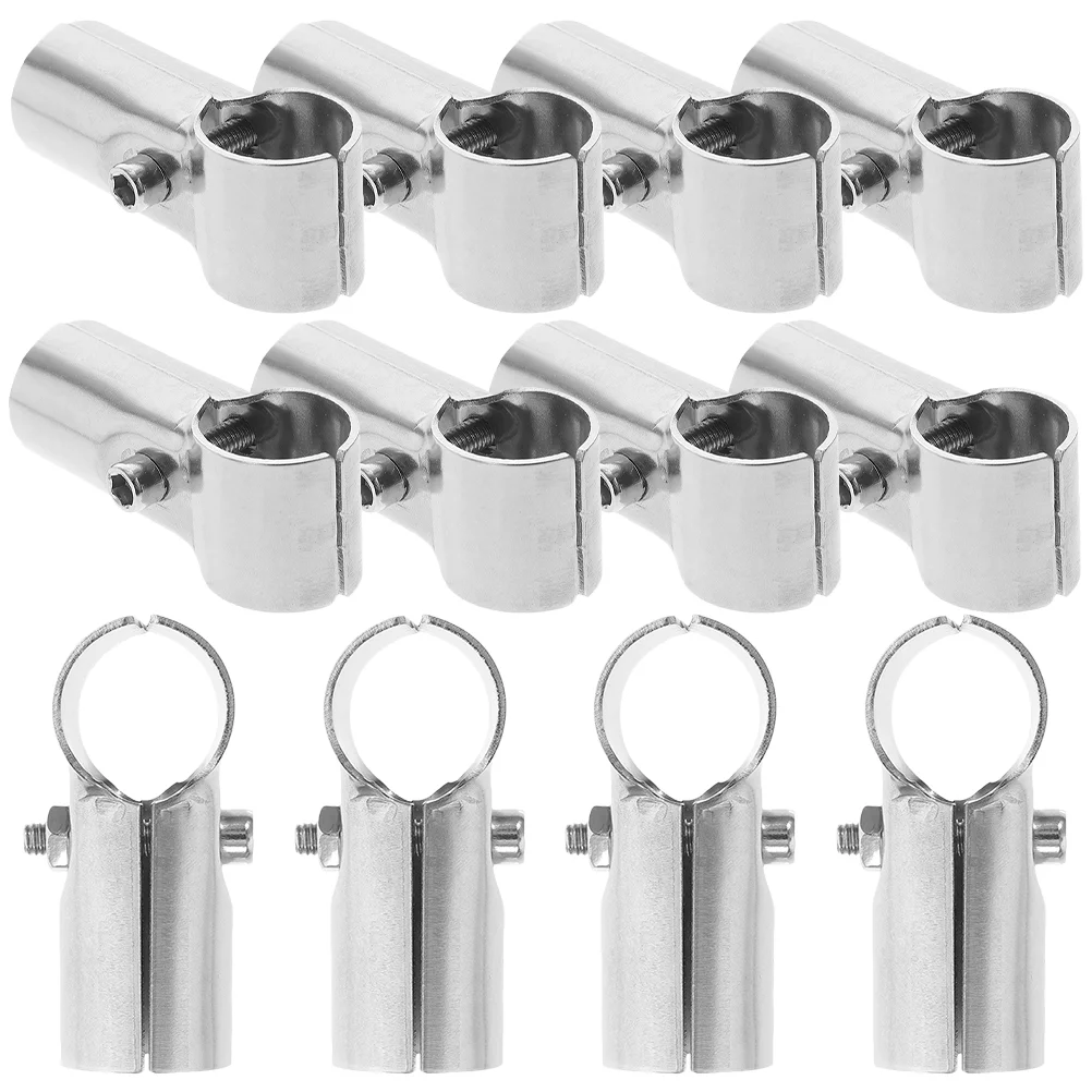 

12 Pcs Picket Fence End Rail Clamp Parts Round Tube Panel Pipe Connector Stainless Steel Pole Clamps Metal Accessories
