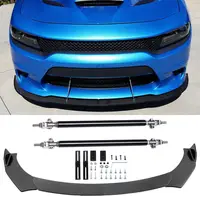 For Dodge Charger SRT 2018-2021 Carbon Fiber Car Front Bumper Lip Spoiler Splitter Diffuser Protector Covers with Strut Rods
