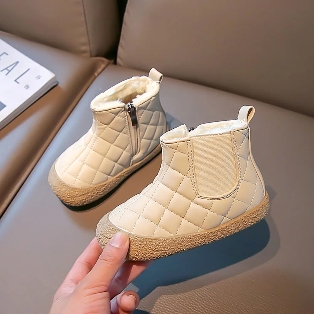 

Зимние Ботинки Martin в Корейском стиле для девочек, толстые теплые зимние ботинки из искусственной кожи, эргономичные ботинки с мягкой подошвой для детей