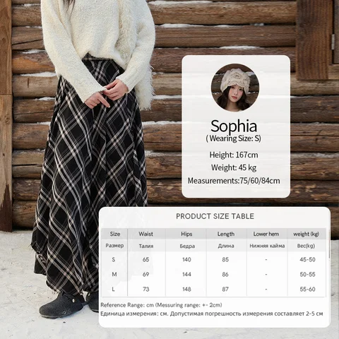 MISHOW черная клетчатая юбка из вискозы и полиэстера  MXE86B2450