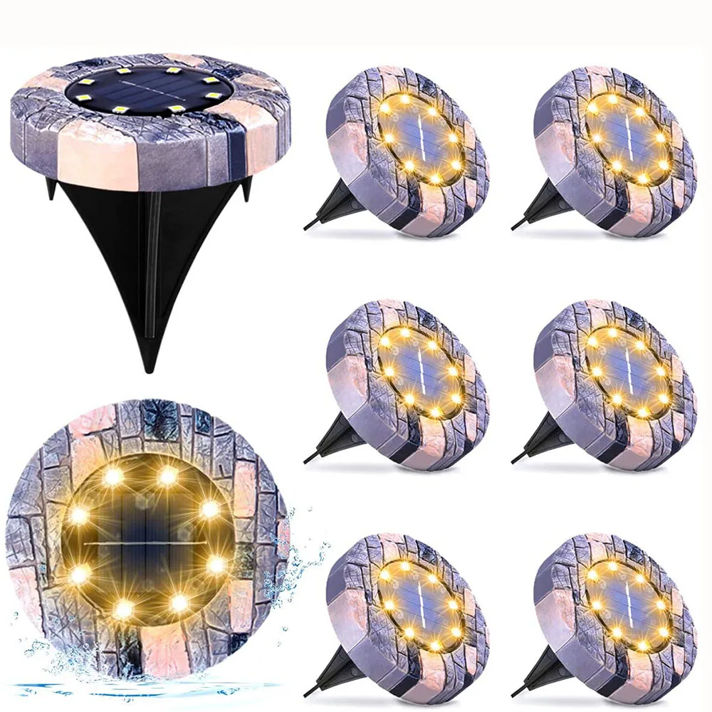 Подземный светильник с имитацией мрамора уличный на солнечных батареях s