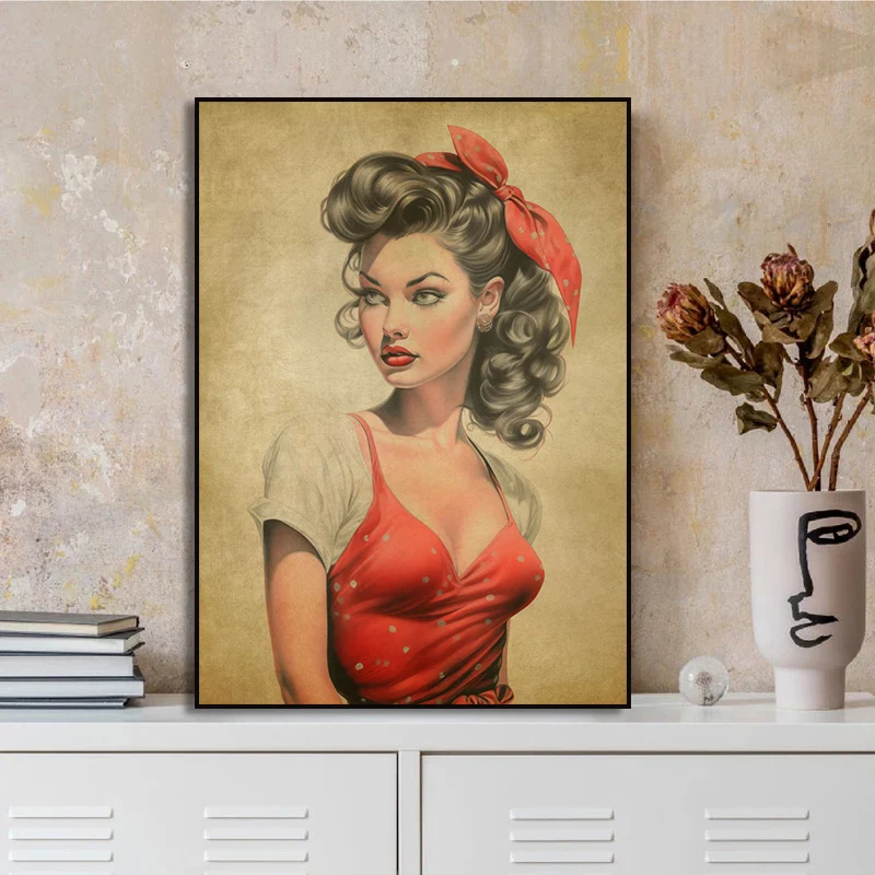 Винтажная мода Pinup Girl постер с принтом холста живопись художественные фотографии