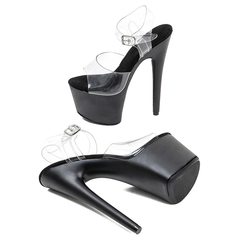 Leecabe 17CM/7Inch pvc upper Lady fashion Sandals  platform High Heels  Pole Dancing Shoes